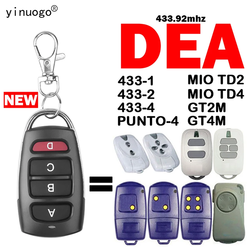 

DEA 433-1 433-2 433-4 MIO TD2 TD4 GT2M GT4M PUNTO-4 Пульт дистанционного управления гаражными воротами 433 МГц с фиксированным кодом для открывания гаражных ворот