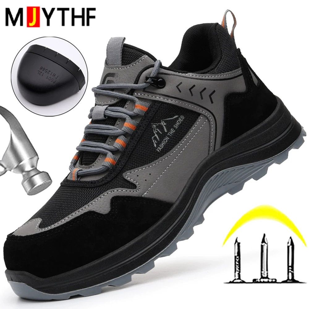 Construction Men Safety Shoes Euro-standard Steel Toe Shoes Anti-Smash Anti-Puncture Work Shoes Protection Boots Indestructible