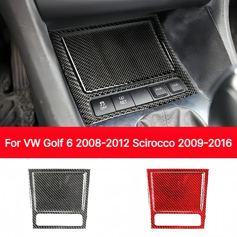 Carbon Fiber Internal Cover Stickers Ashtray Panel Decorative Frame For VW Golf 6 Golf 6 Gti R Mk6 2008-2012 Scirocco 2009-2016 view 2