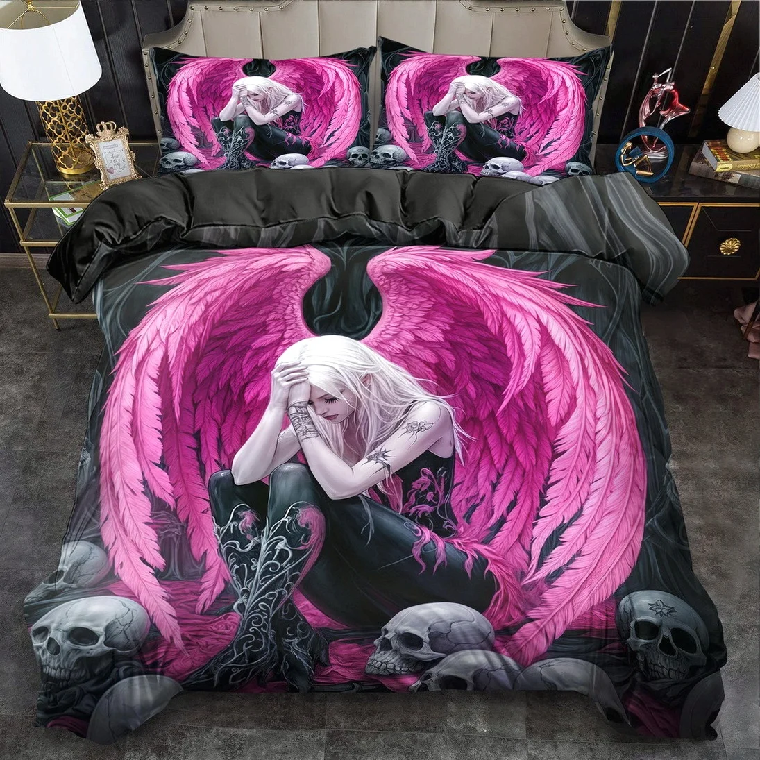 

2/3pcs Quilt Cover Set, Fantasy Angel Printed Duvet Cover Set, King Queen Style Bedding Set, Polyester Machine Washable