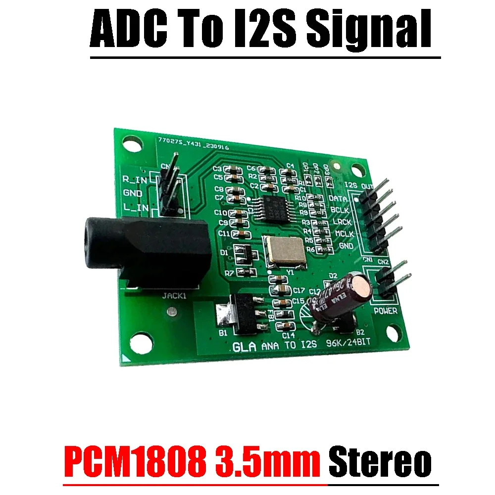 Imagem -02 - Amplificador de Sinal de Áudio Analógico Estéreo Pcm1808 3.5 mm Adc para I2s Suporte 48k 96k 24bit Dsp Gravação Decodificador