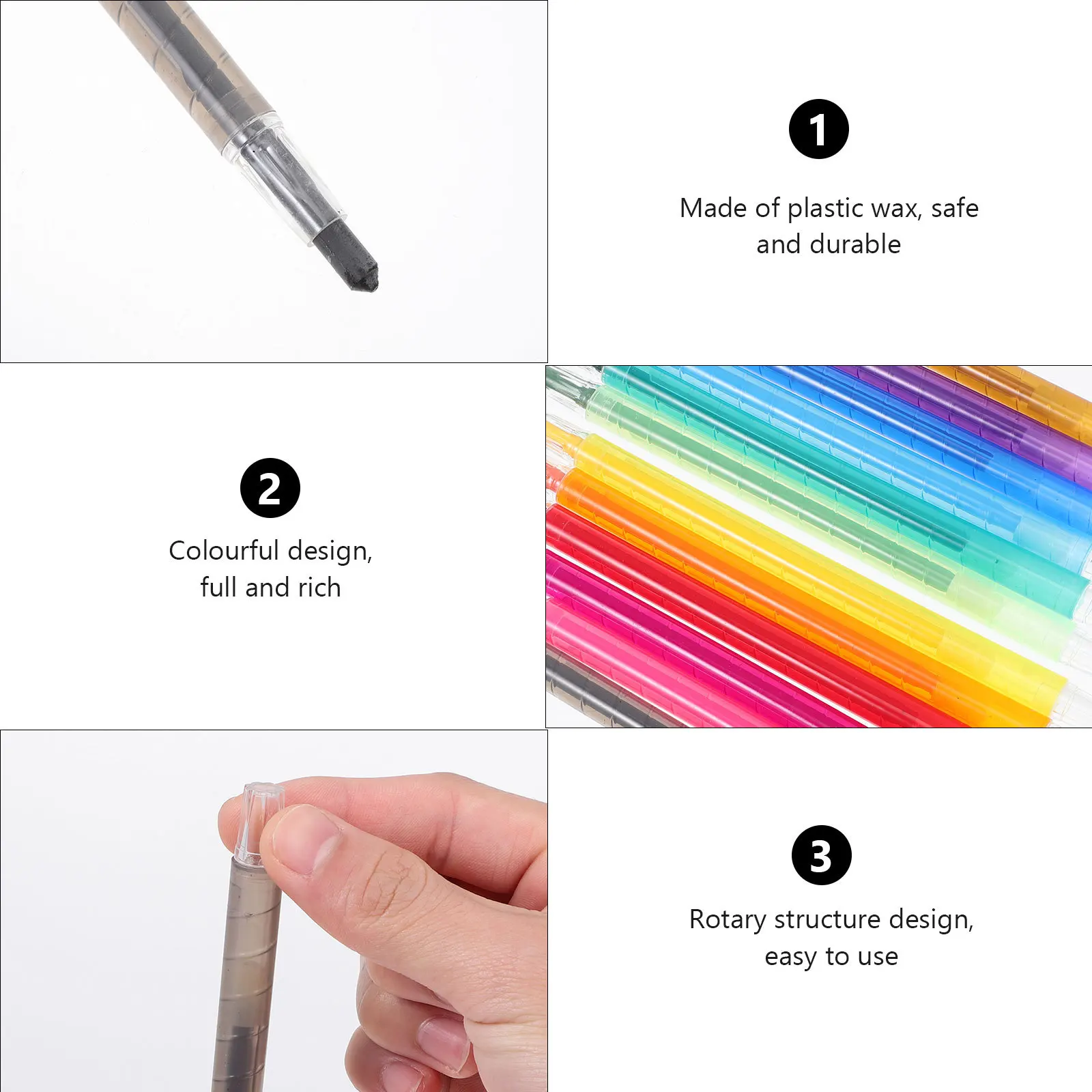 

12Pcs Rotating Crayons Set 12 Colors Bright Color Pens for Painting Art School Supplies Rotating Crayons