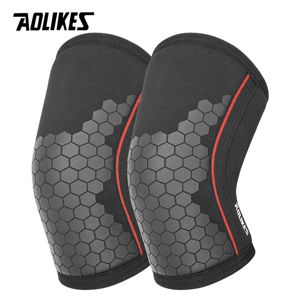 Aolikes 7mm Neopren-Knie-Ärmel zum Gewichtheben (Paar) Kompressions-Knies tütze für Kniebeugen-Crossfit-Training