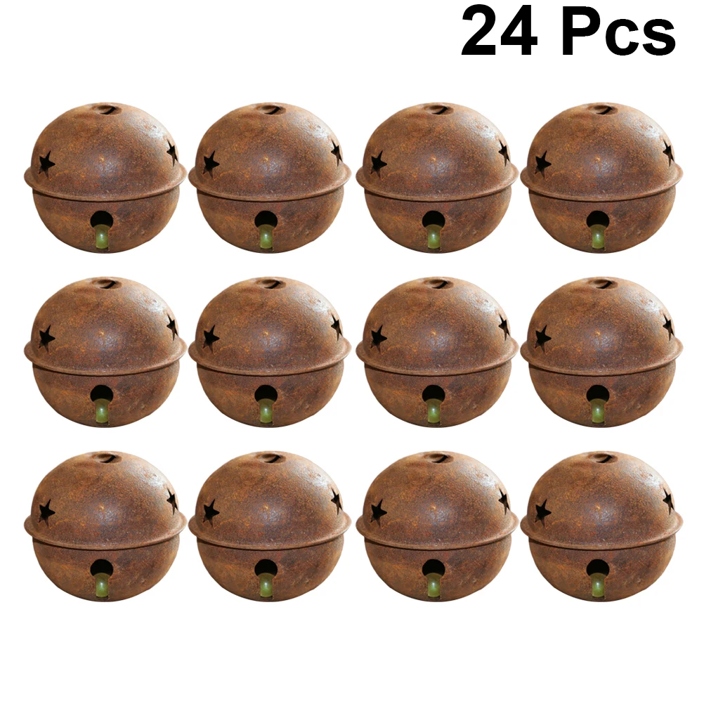 

24 Pcs Iron Bells Christmas Decorations Vintage Small Bell naments Xmas Tree Hanging Home Store Hotel Party Supplies
