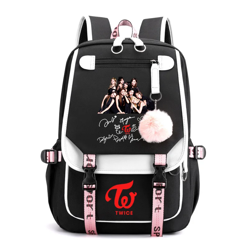 Coreano K-POP elementos padrão mochila moda casual de alta qualidade usb zíper mochila K-POP combinação padrão mochilas