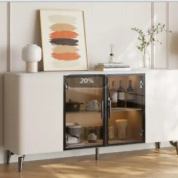 Dining Side Cabinet Solid Wood Modern Light Luxury for Living Room for Kitchen Smooth Sliding, Storage Cabinet
