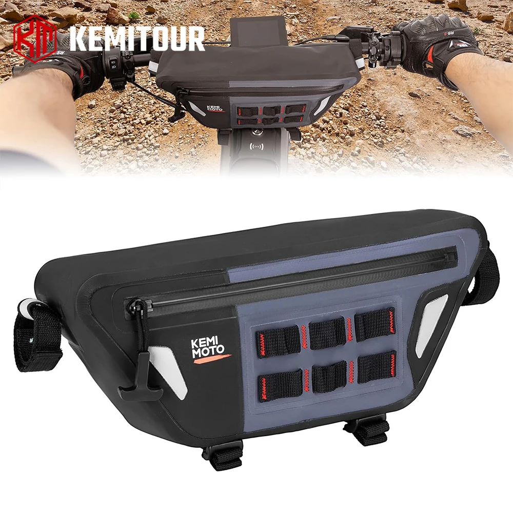 

Universal Motorcycle Handlebar Tool Bag 2L Waterproof PVC Front Storage Pouch for Adventure Touring Dirt Bike Off-Road Motorbike