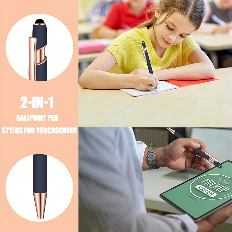 Bolígrafo De Metal 2 en 1, 1-100 piezas, con revestimiento de goma promocional, multifuncional, novedad para regalo