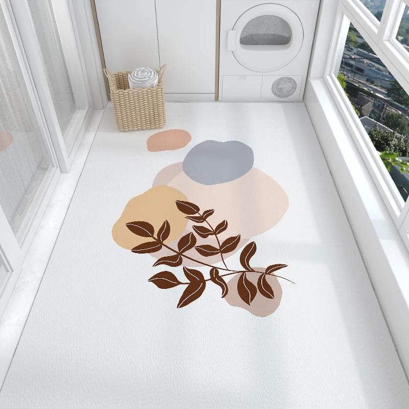 

Modern Minimalist Carpets for Living Room Stain and Oil Resistant Kitchen Rug Home Pvc Leather Carpet Washable Balcony Floor Mat