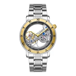 Fashion Top Men Mechanical Watch Unique Transparent Hollow Automatic Self Wind Watches Men Stainless Steel Tourbillon Watches