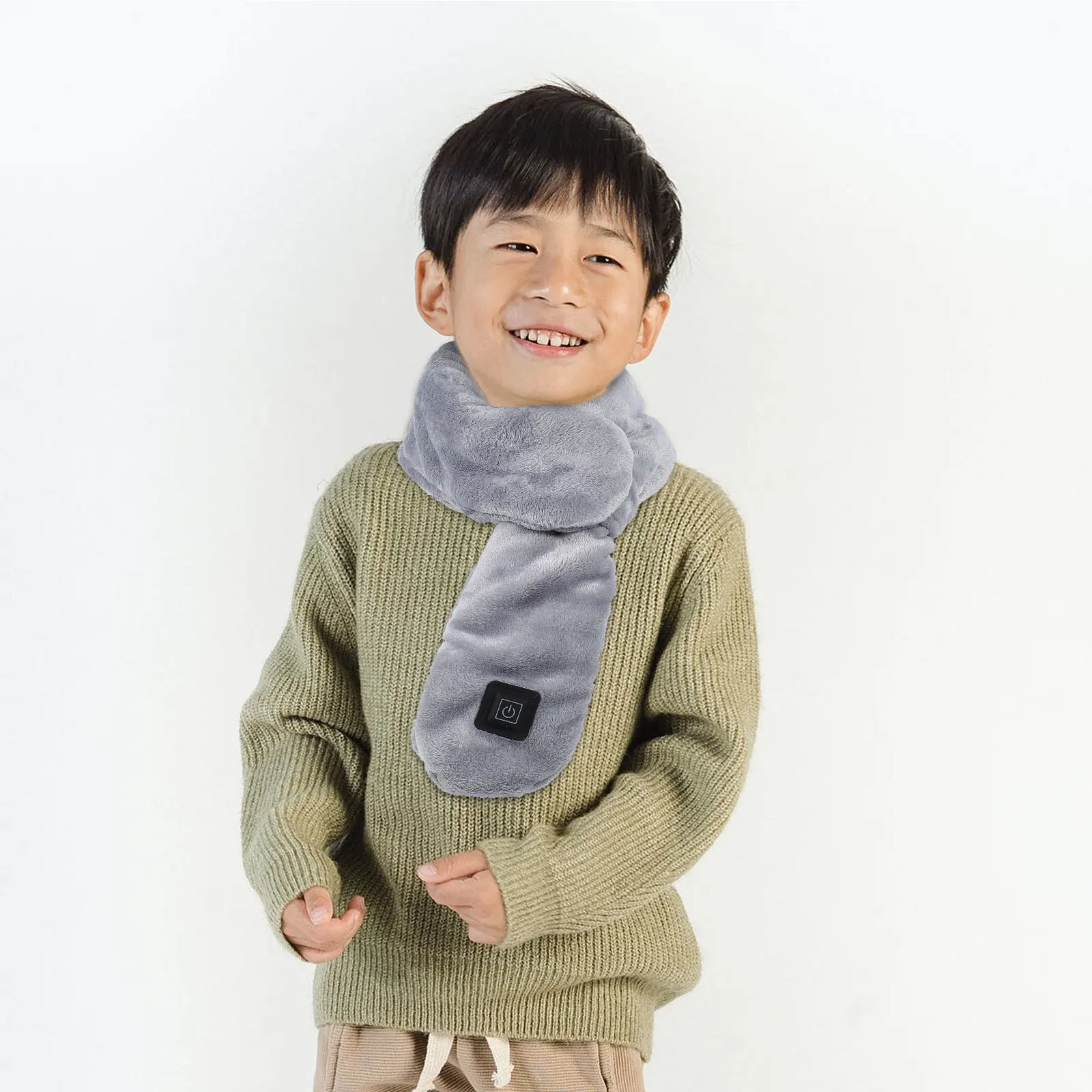 

Серый шарф с USB-подогревом, зимний теплый шарф-грелка для шеи с 3 уровнями нагрева, легкий портативный дизайн для занятий спортом на открытом воздухе и повседневной носки