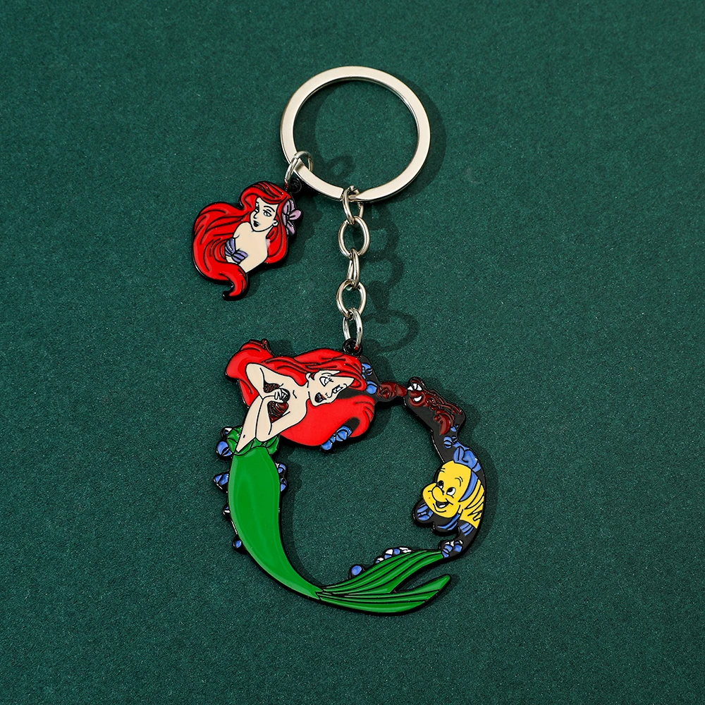 Disney The Little Mermaid keychain Anime Cartoon Ariel Princess keychain Girls Backpack Pendant Jewelry Accessories Gifts