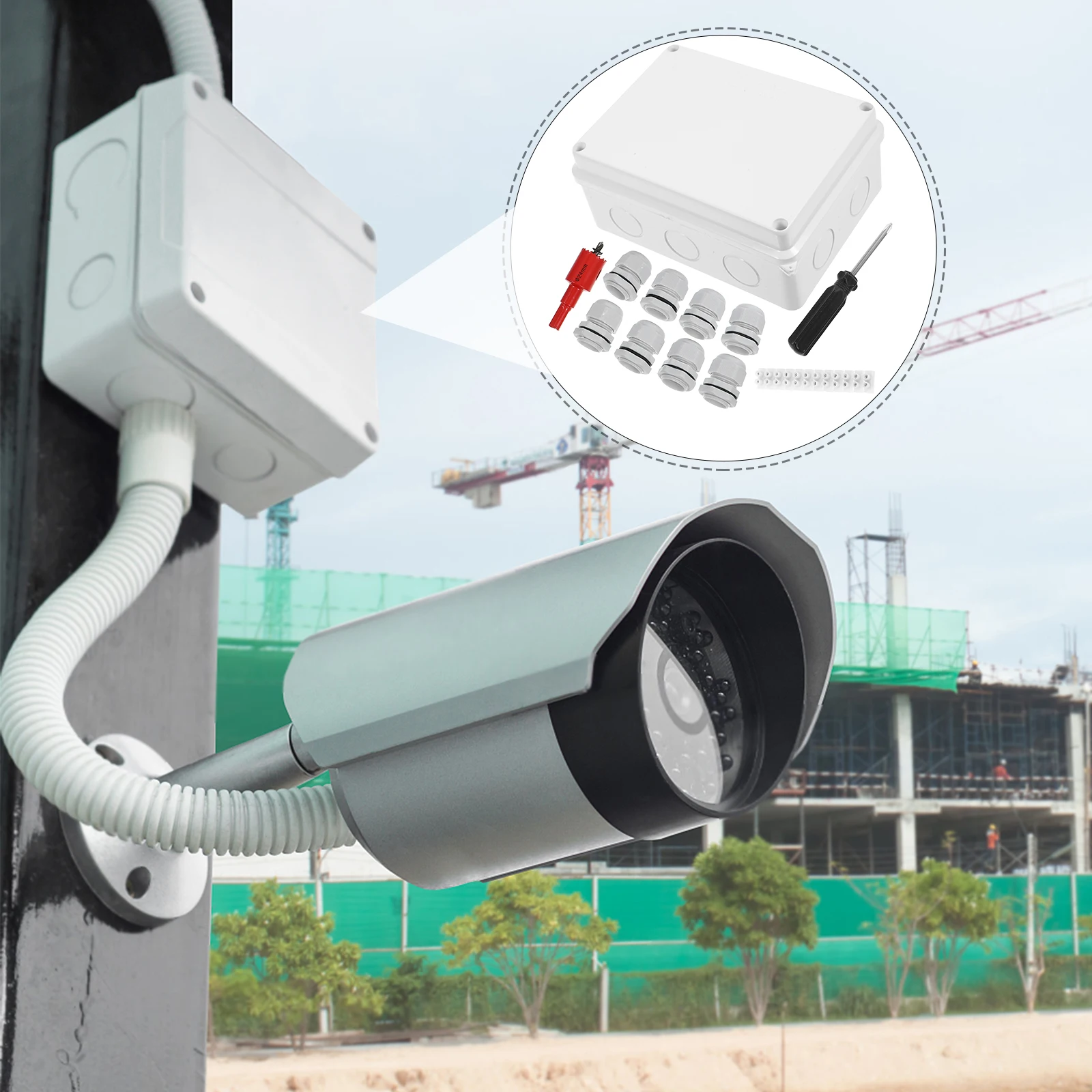 

Waterproof Junction Electrical Distribution Box Wiring Connection Box With Puncher Screwdriver Spacious Outdoor Indoor