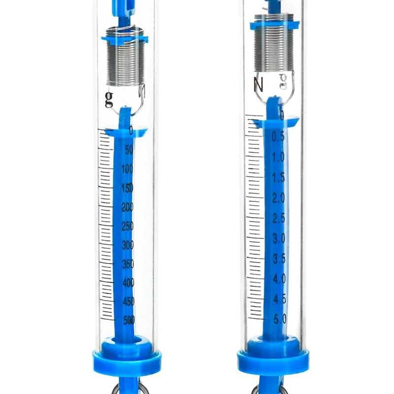 Balança de mola 5N transparente, tubo de suspensão, balança de mola azul, pacote com 10