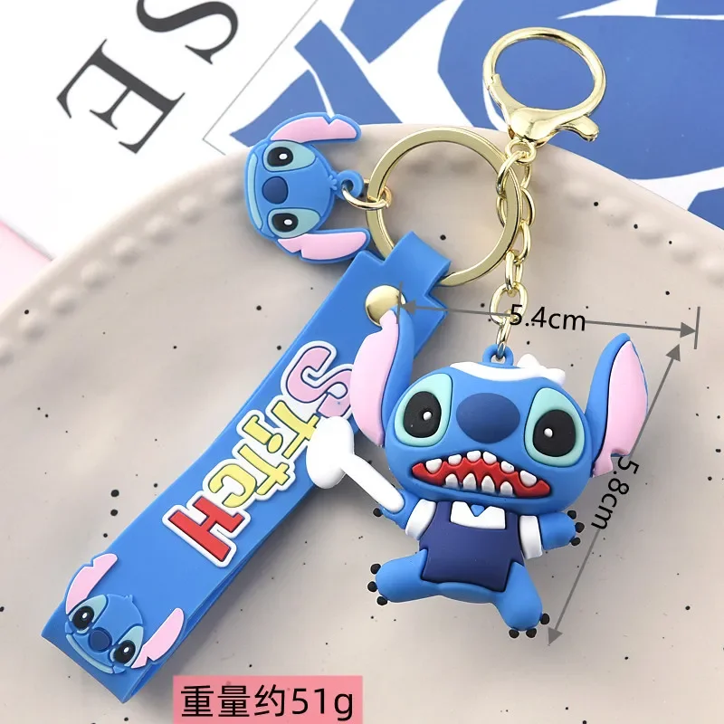 Disney Lilo & Stitch Keychain Kawaii Cartoon Figure Stitch Angel Silicone Pendant Keyring Car Backpack Key Holder Accessories