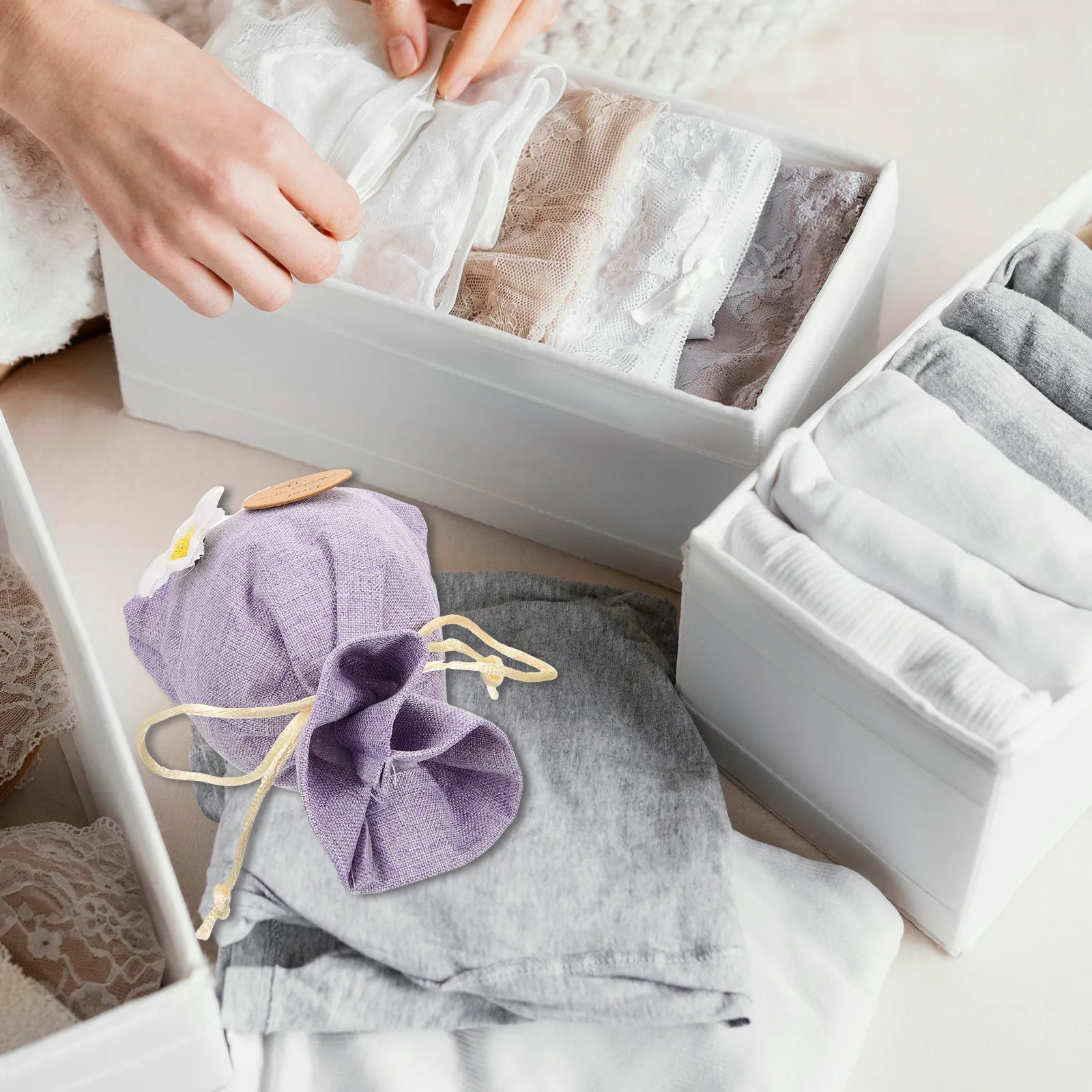 

10Pcs Exquisite Handmade Empty Sachet Bags Breathable Wear Resistant Drawstring Pouches for Lavender Wardrobe Car Perfume Scent