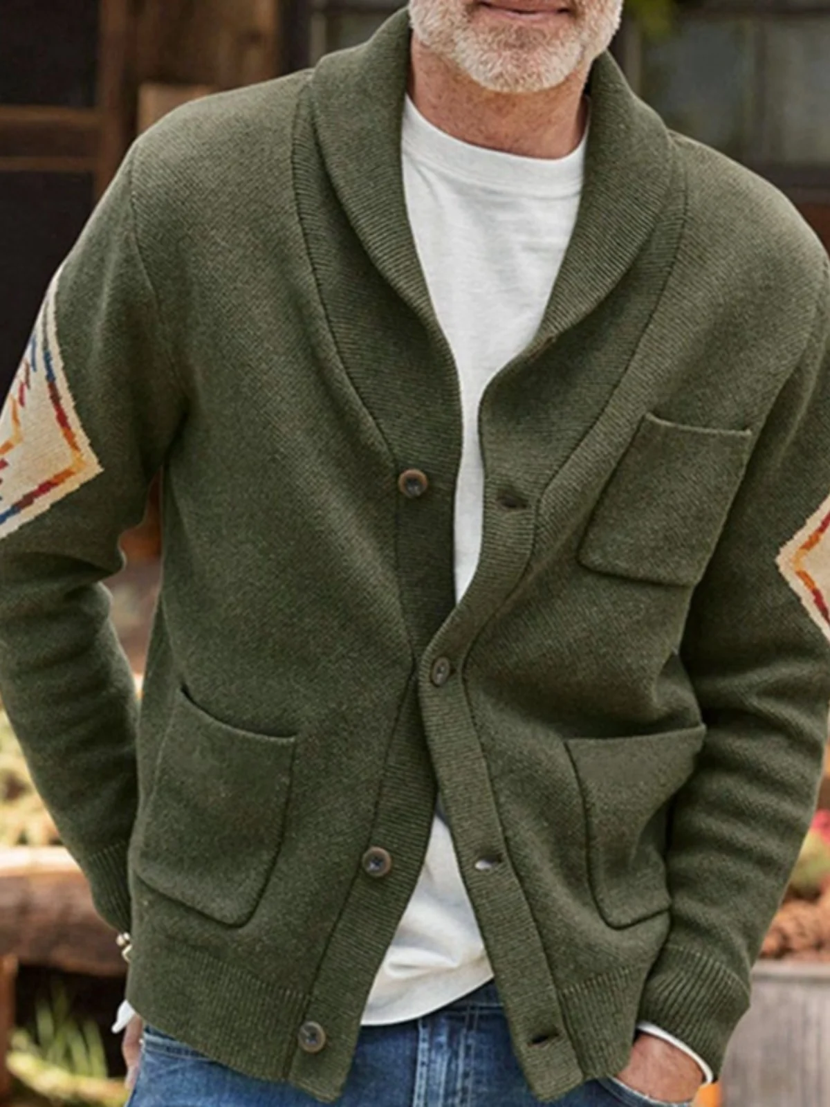 

Мужской утепленный вязаный кардиган с длинными рукавами, жаккардовой вышивкой, повседневный, прямого кроя, для весны и осени, модный, для отдыха