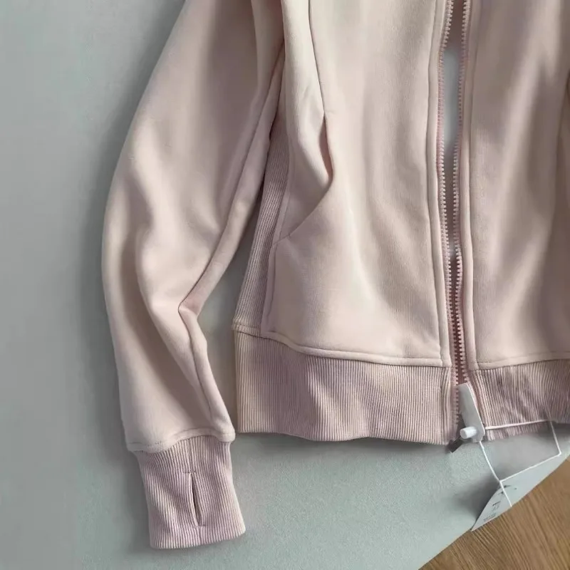 OCEANLOVE Pink Hoodies Women Tops Korean Fashion Sweet Autumn Winter Sweatshirts Hooded Zipper Casual Sudaderas Mujer