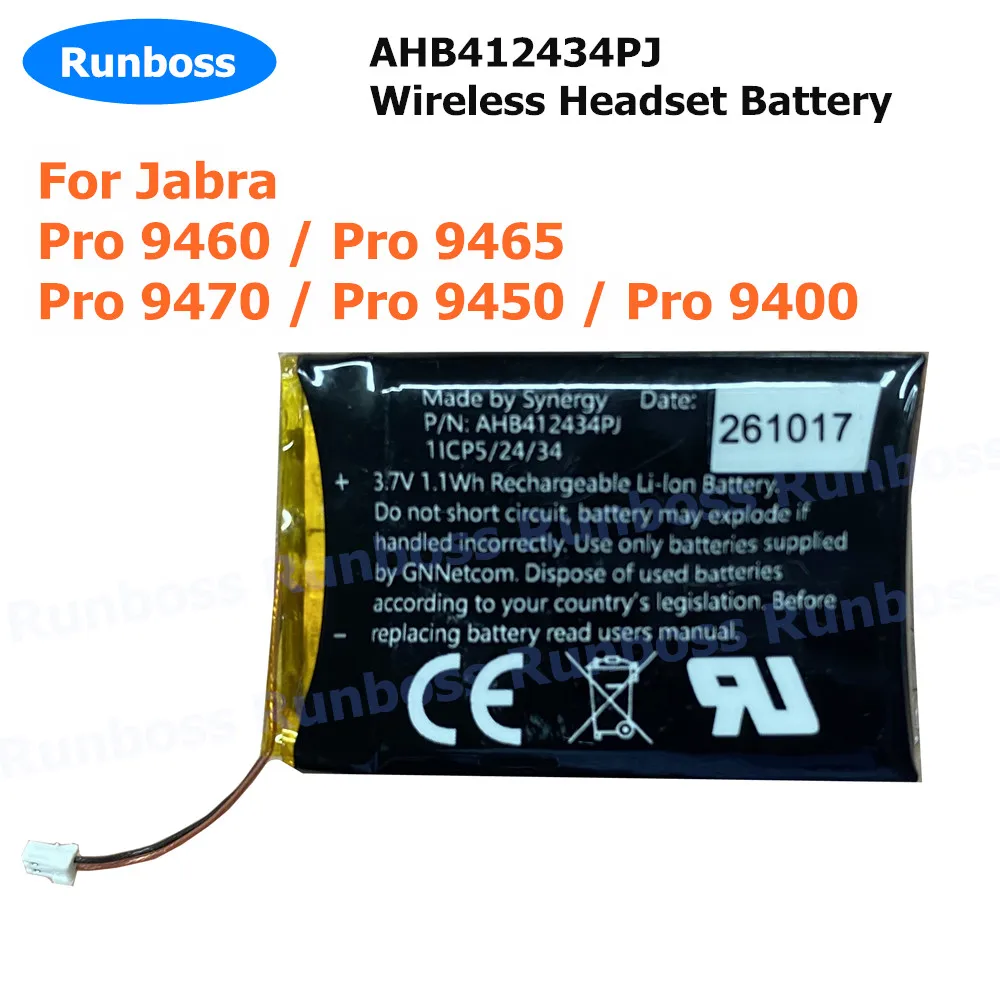 Original High Quality Battery 230mAh AHB412434PJ For Jabra Pro 9460 9465 9470 9450 9400 9400SH Wireless Headset Battery