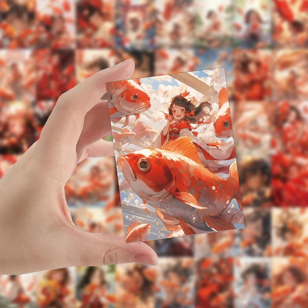 60 قطعة كوي الكارب أنيمي الفتيات مقاوم للماء ملصقات الكتابة على الجدران لخوذة حساب اليد مقلمة الشارات BulingBuling ملصقات مخزن #4