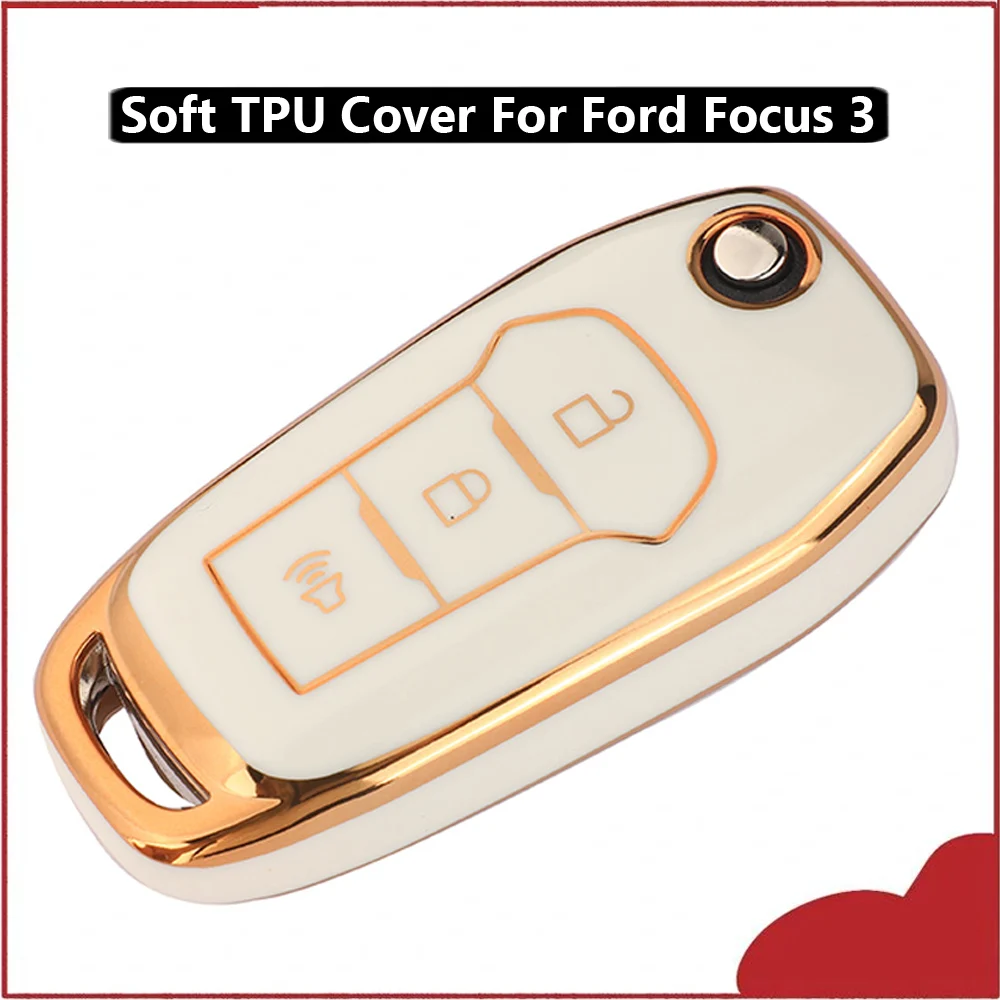 Jingyuqin New Remote Soft TPU Flip Car Key Cover For Ford Focus 3 Escort Kuga Everest Mondeo Fores Protector Accessories Case