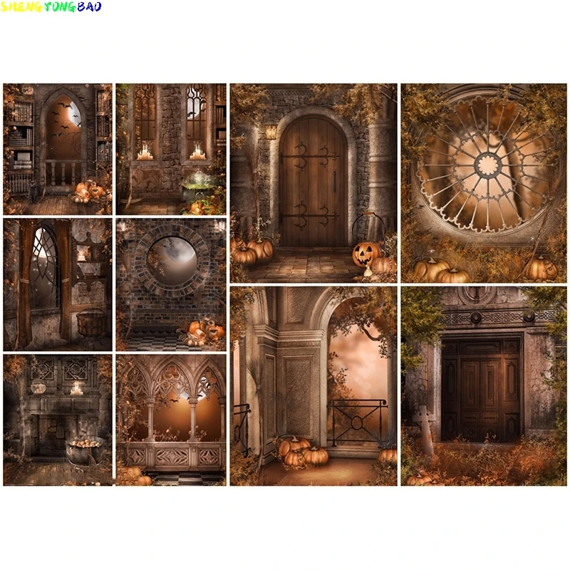 

Halloween Backdrop Pumpkin Lantern Castle Forest Moon Tombstone Baby Photography Background For Photo Studio Props 21819 NNG-08