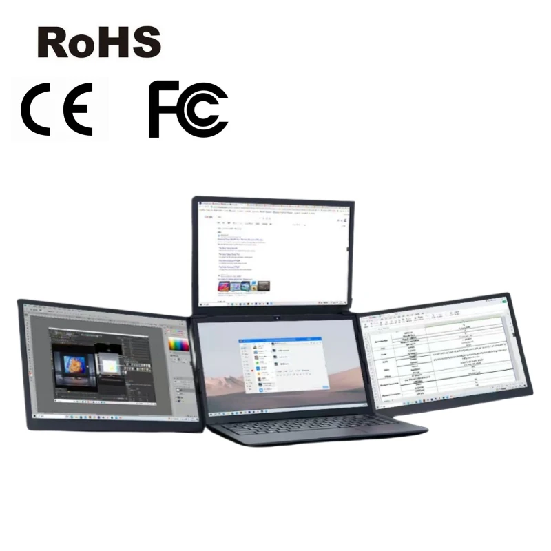 

13 14 Inch PC Dual Screen LCD Computer 3 Display Portable Foldable Laptop Extender Triple Screen Office Gaming