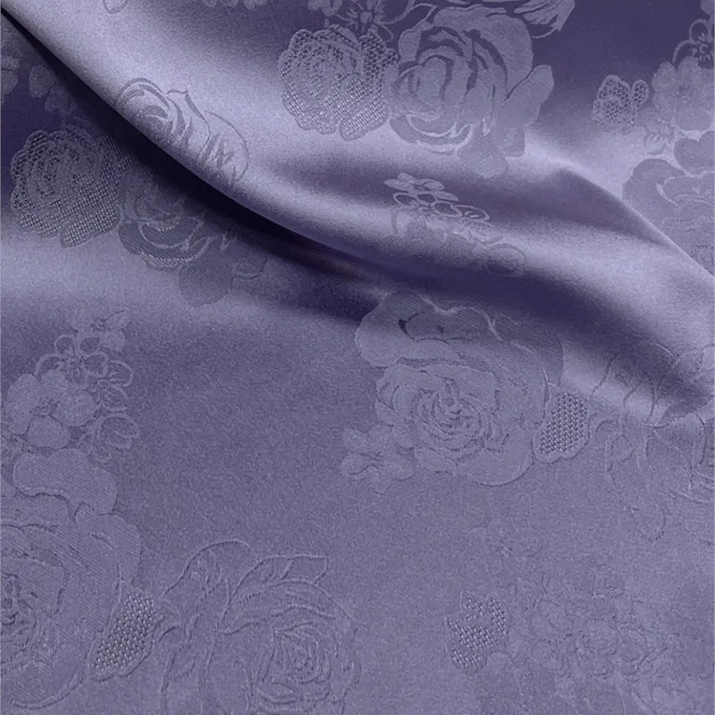 silk fabric jacquard satin stretch purple printed cheongsam dress