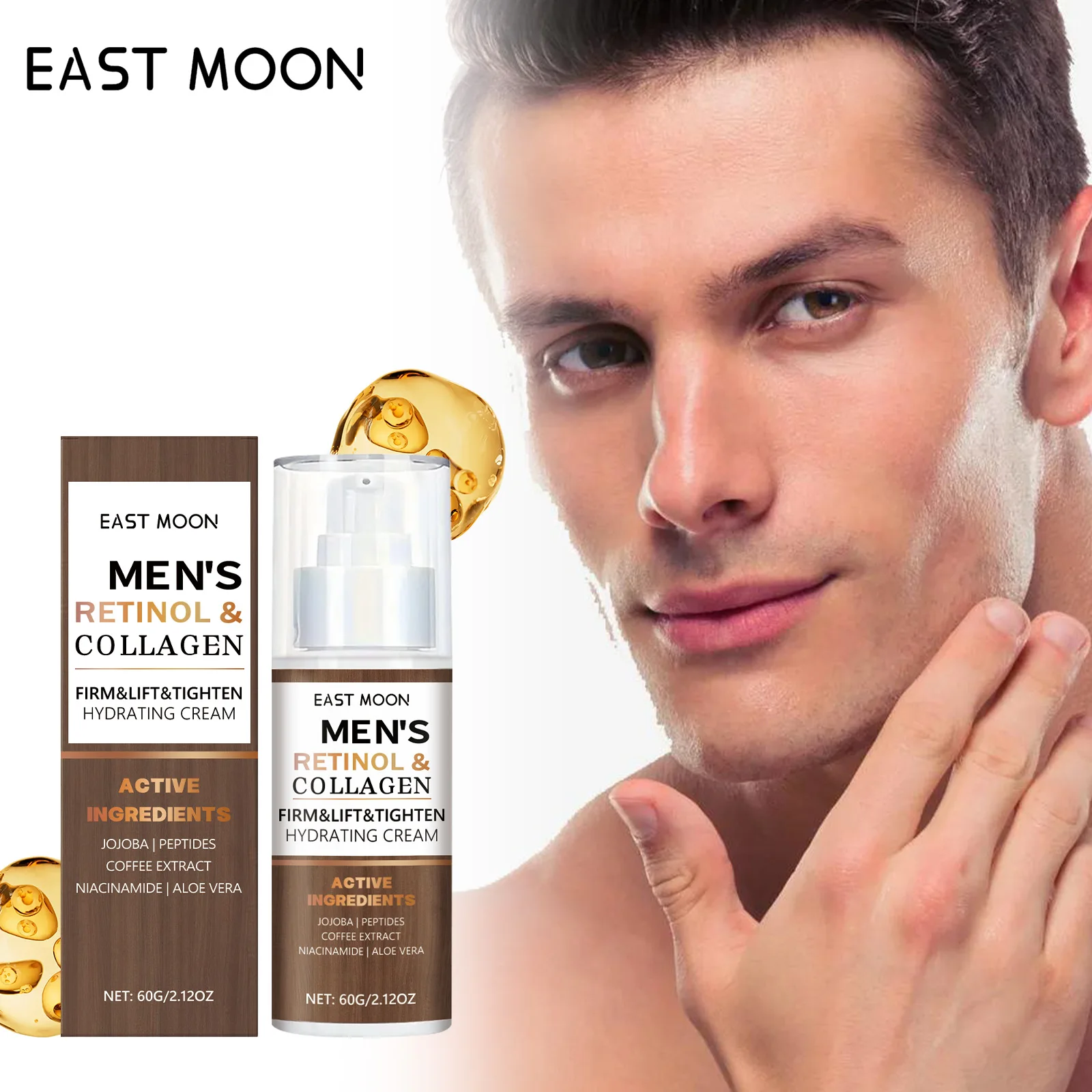 Hidratante de colágeno de Retinol para hombres: crema facial antienvejecimiento para ayudar a reducir las líneas finas y mejorar la textura de la piel, fórmula no graso