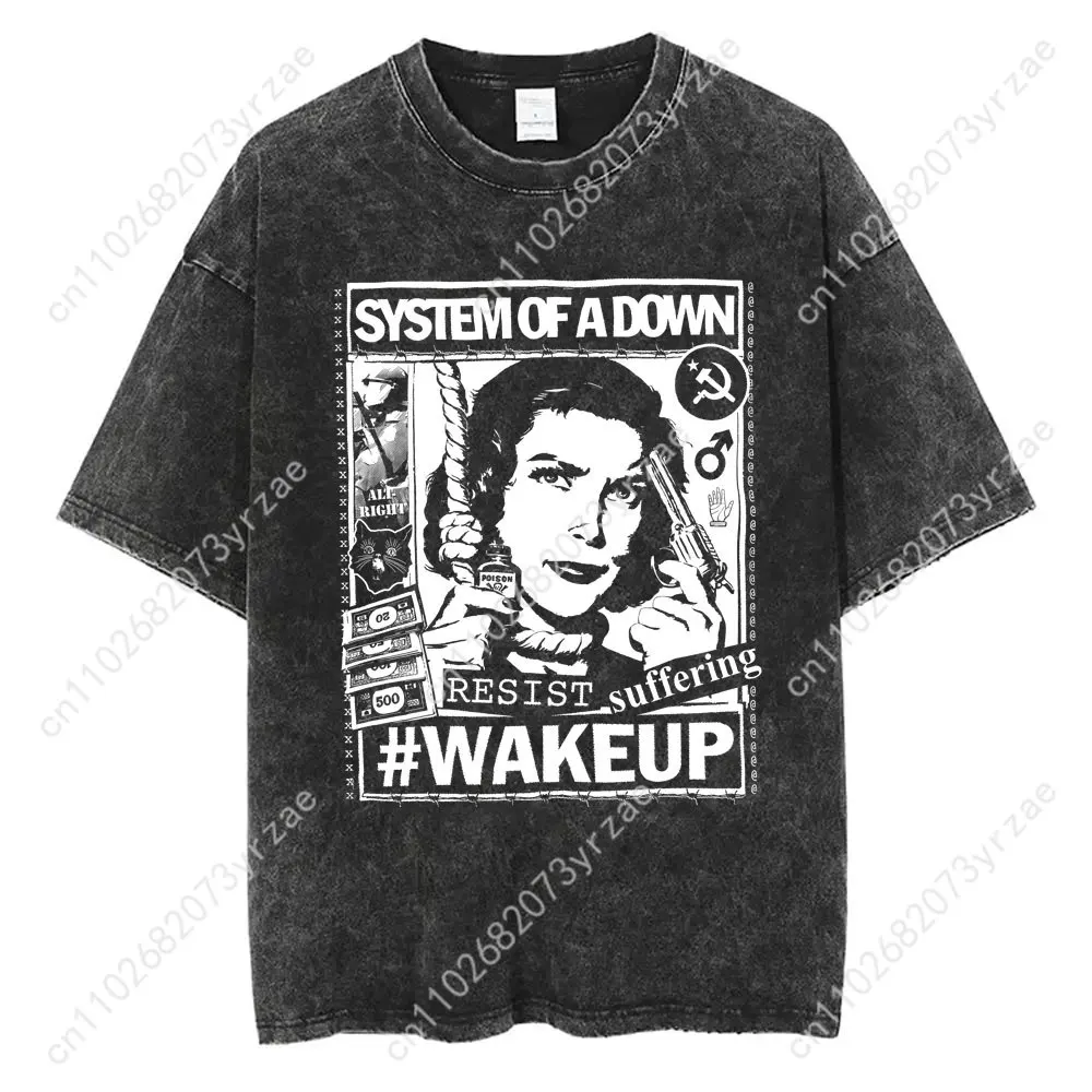 システム・オブ・ア・ダウン SOAD レトロウォッシュ Tシャツ男性女性高品質ヴィンテージ Tシャツファッション綿半袖ソフト通気性トップス