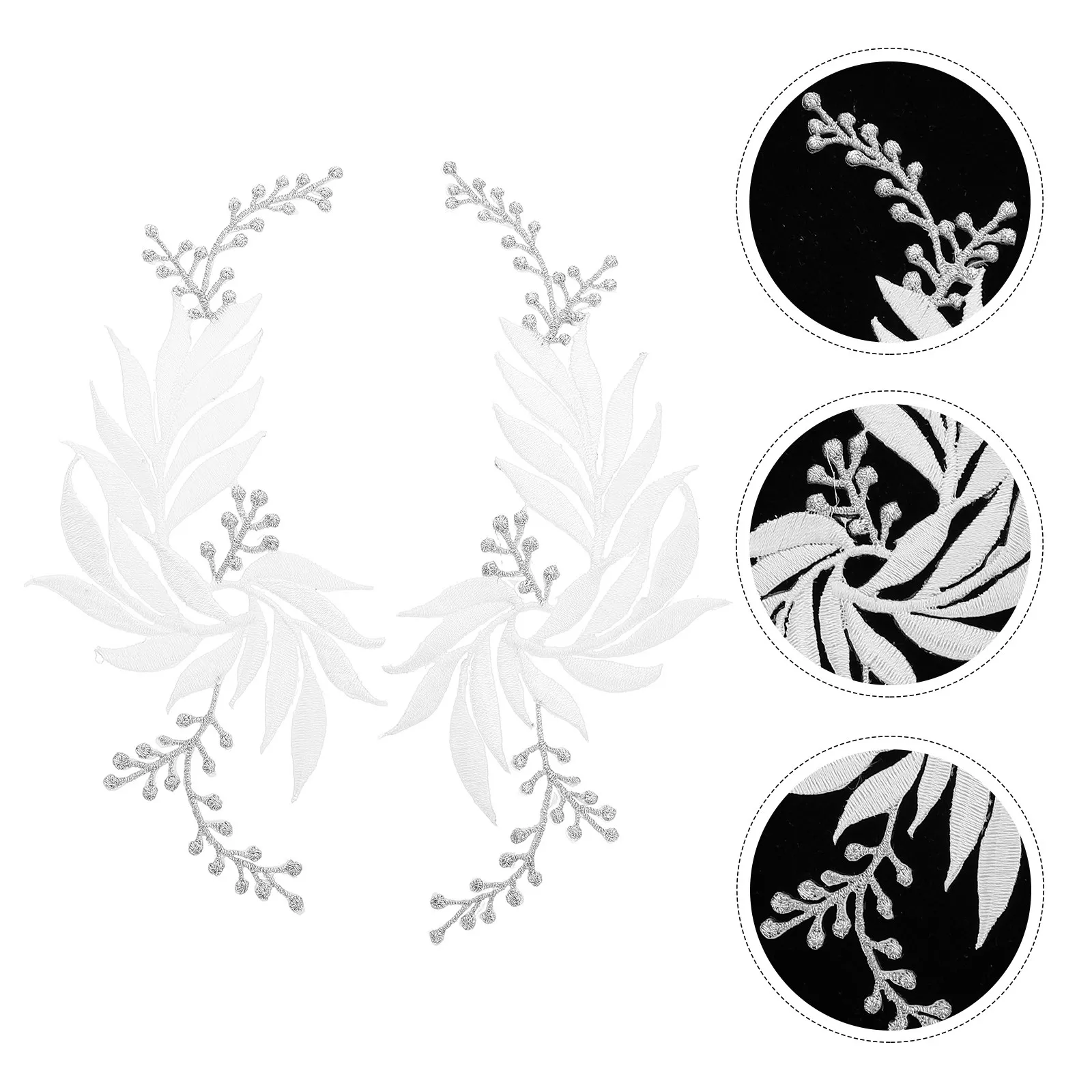 2Pcs Delicate Clothing Repairing Patch Leaf Design Embroidery Applique Iron on Sew on DIY Craft Clothes Decor Material for Pants