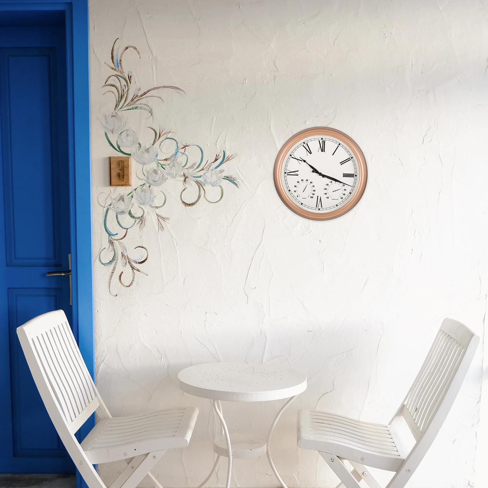 

15 Inch Weatherproof Outdoor Wall Clock with Thermometer Hygrometer for Garden Patio Temperature Humidity Meter Decorative