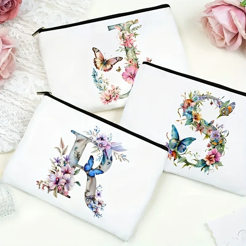 

Cosmetic Bag Alphabet 26 Letter Makeup Bags Women Portable Travel Canvas Storage Handbags Zipper Purse Lady Gift