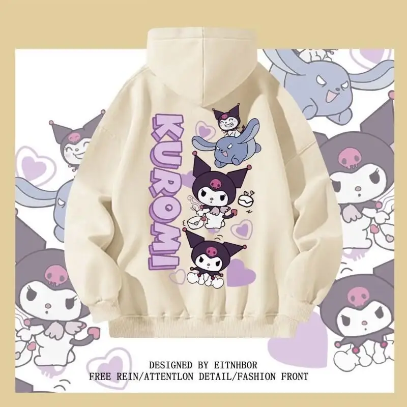 

Sanrio Hello Kitty women's Hoodie Pullover coat tops Fleece Unisex Couple Academic Style Instagram Trendy Autumn Winter Loose