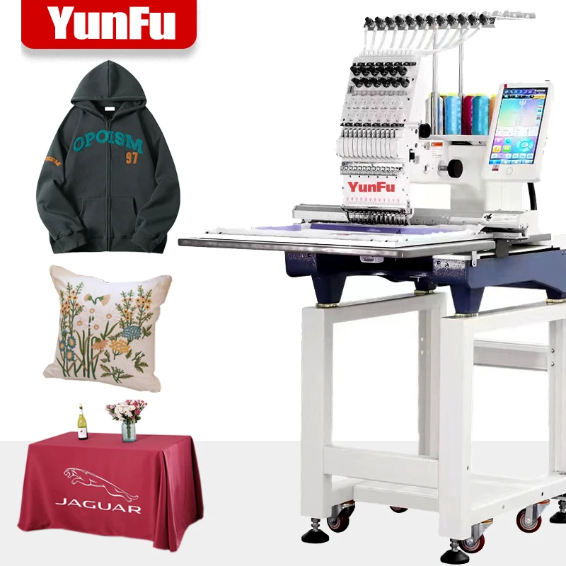 2024 Single Head Computerized Embroidery Machine for Cap, Flat and Tshirt Embroidery 1200 RPM Commercial  Home Use