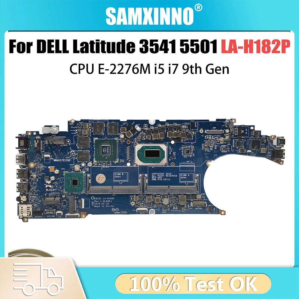 

For DELL Precision 5501 3541 Laptop Motherboard LA-H182P CN-0WH66R 0WH66R GPU MX150/P620 Notebook Mainboard EDC51 Latitude