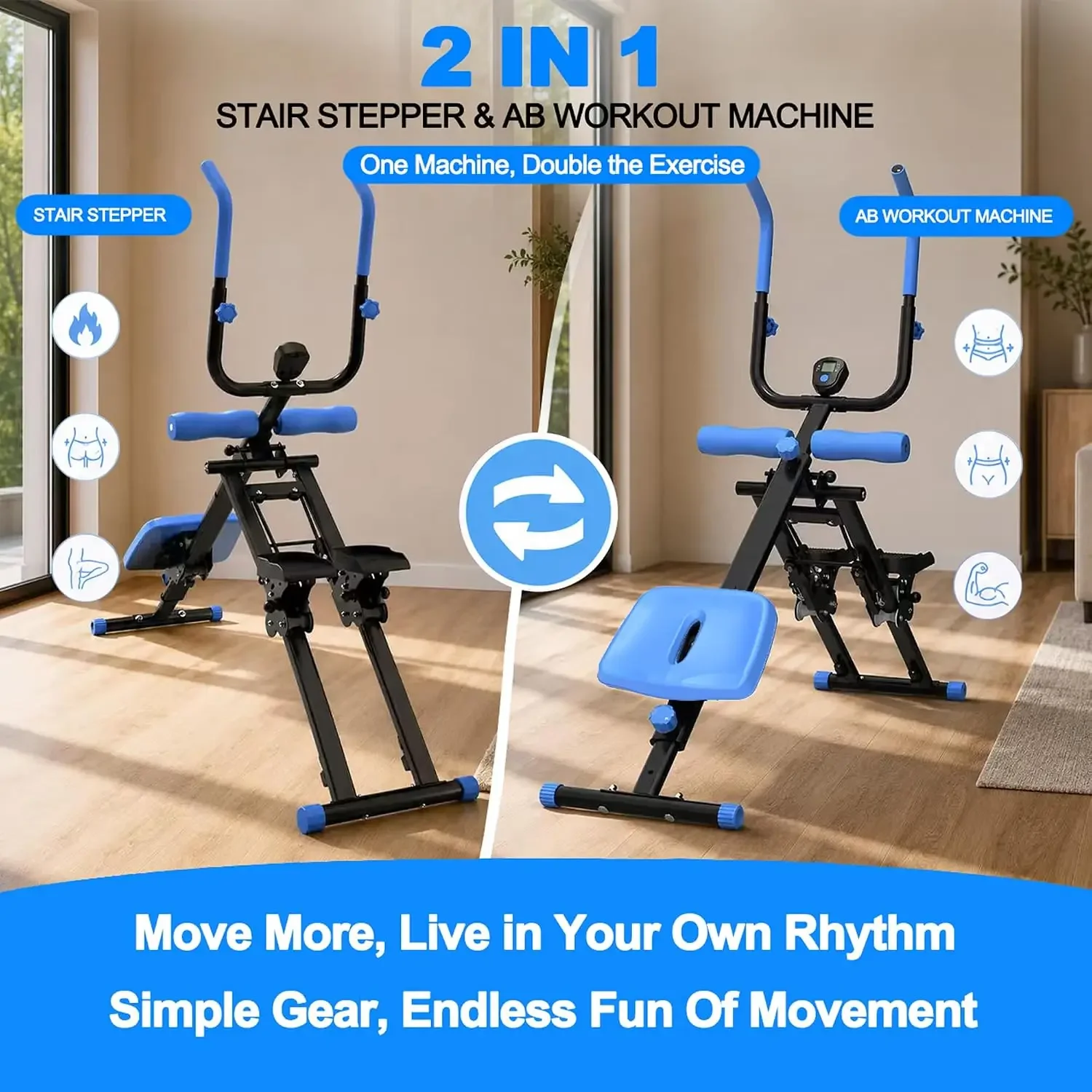 2 in 1 Stair Stepper & Ab Workout Machine | Multi-Function Trainer-Upgrade High-Efficiency Stairmaster & Ab Trainer Machine