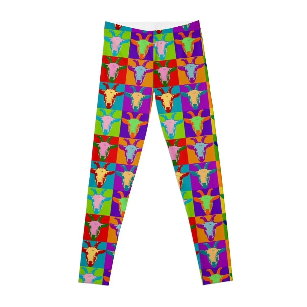 

Goat Pop Art Graphic BIlly Goat Bright Color Retro Leggings gym top sports for gym fitness set gym Womens Leggings