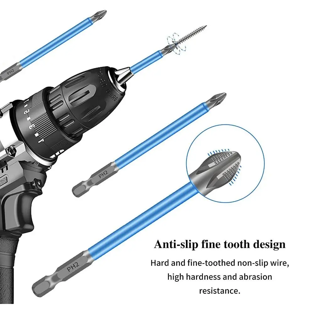 

7 шт./компл., крестовая бита с шестигранным хвостовиком, износостойкая магнитная отвертка высокой твердости, набор противоскользящих отверток PH2, ручные инструменты