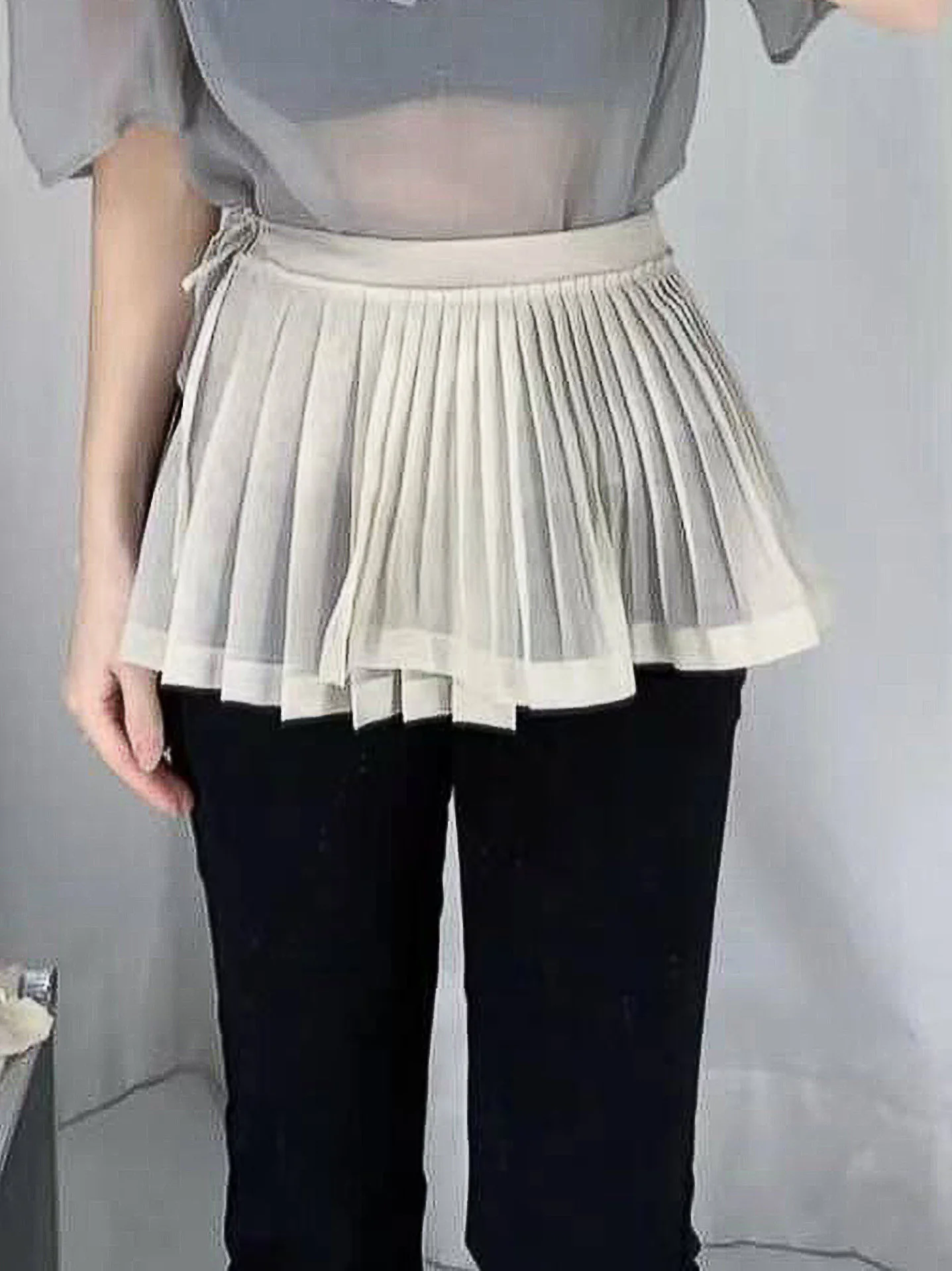 Arnapan Gentle Elegant Pleated Skirt Curtain Korean Style Long And Short Tassel Skirt Drape Polyester Fiber Summer Fashion Ac...