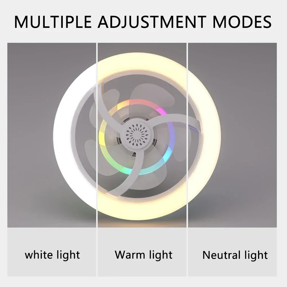 

Remote Control Ceiling Fans Light E27 RGB Mini Lamp Super Silent Modern 360 Degree Rotating Built-in Aroma
