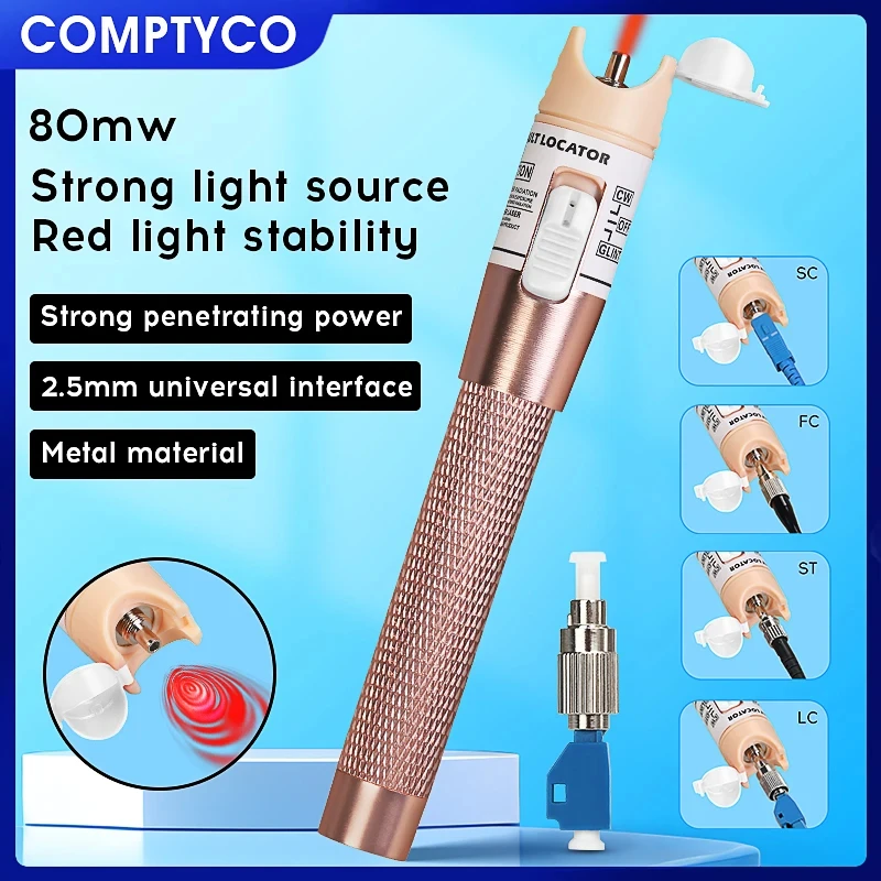COMPTYCO Visual Fault Locator 10/20/30/50/60/80MW SC/FC/ST 2.5mm Interface FTTH Pen Type Optical Fiber Cable Tester Tool