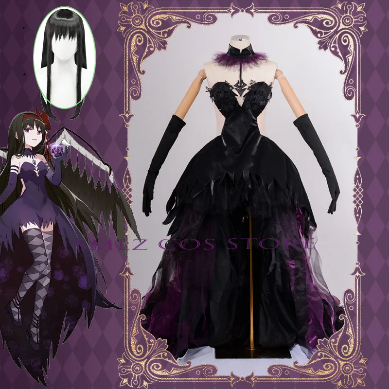 

Demon God Akemi Cosplay Anime Magica Devil Homura Costume Woman Sexy Straps Dress Prop Wig Set Halloween Party Play Outfit