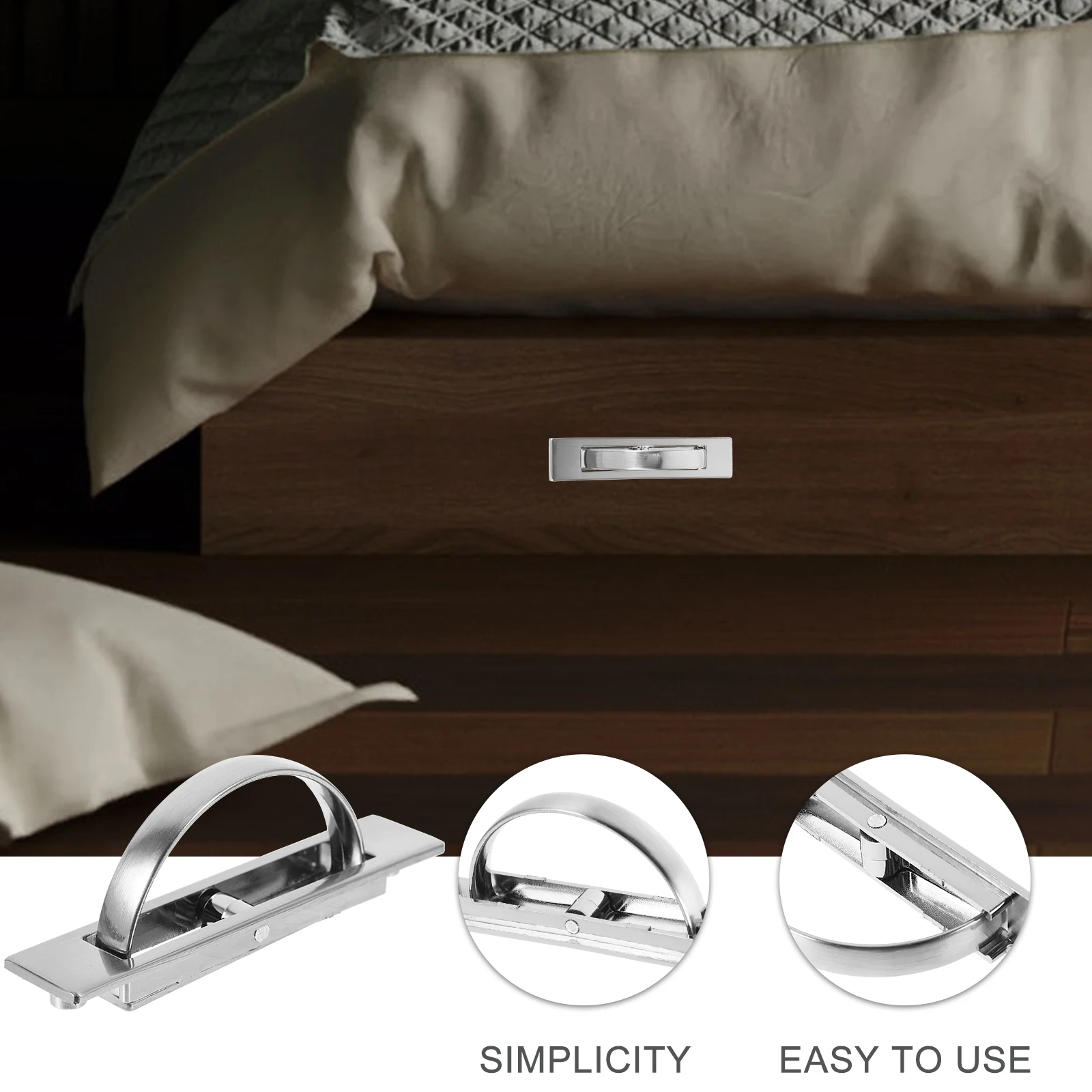 

Invisible Handle Zinc Alloy Cabinet Pulls Rotating Recessed 85mm Black Drawer Knobs Furniture Replacement Hidden Design