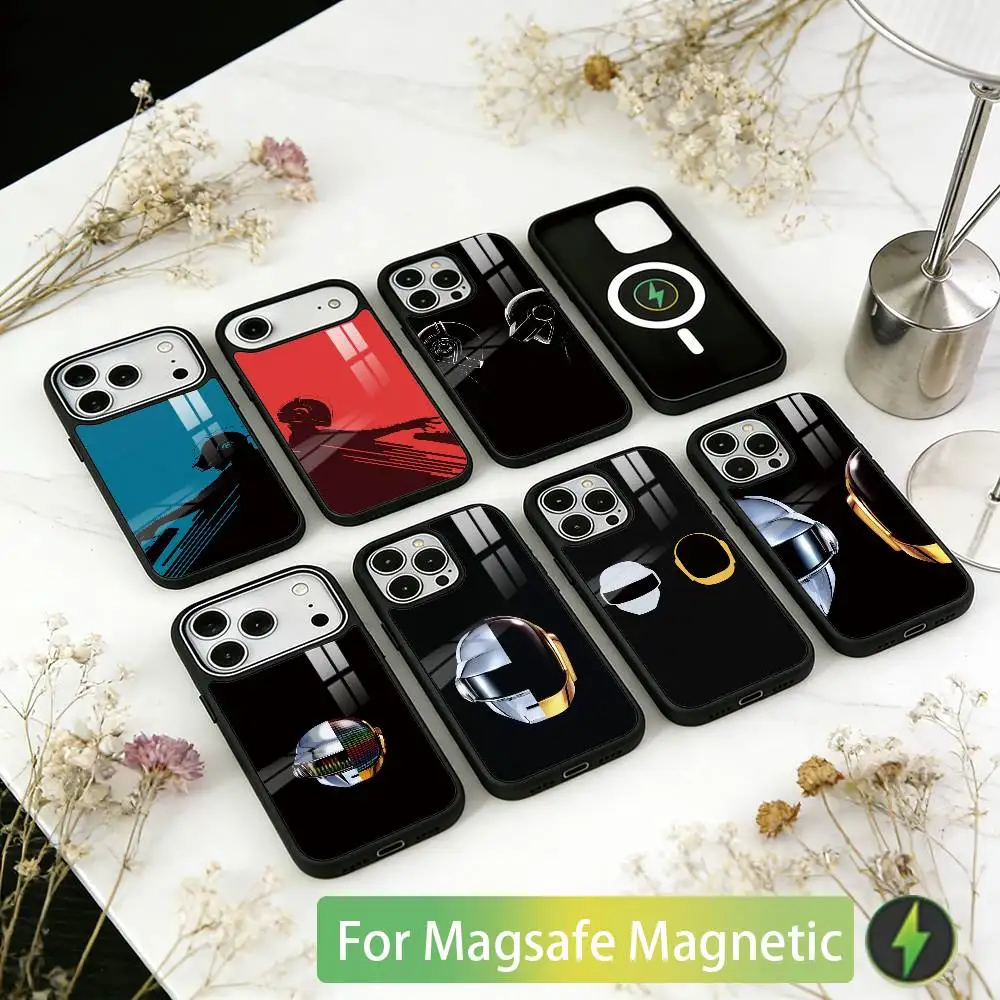 

D-Daft Punk Helmet Iconic Graphic Phone Case For iPhone17,16,15,14,13,12,11 Plus,Pro Magnetic with Magsafe Wireless Charging