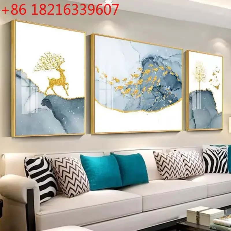 Modern simple decorative painting, new living room wall hanging painting, light luxury high-end crystal painting