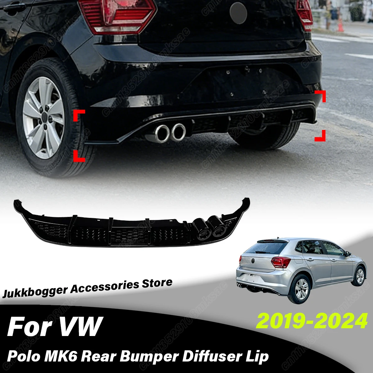 

For Volkswagen Polo MK6 2019 2020 2021 2022 2023 2024 Automobile Rear Bumper Spoiler Lip Diffuser Decoration External Body Kit