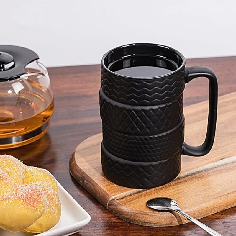 Creative Coffee Mug Large Capacity Ceramic Cup Personality Tire Shaped Cup Novelty Tea Milk Mug Water Bottle Drinkware Gift