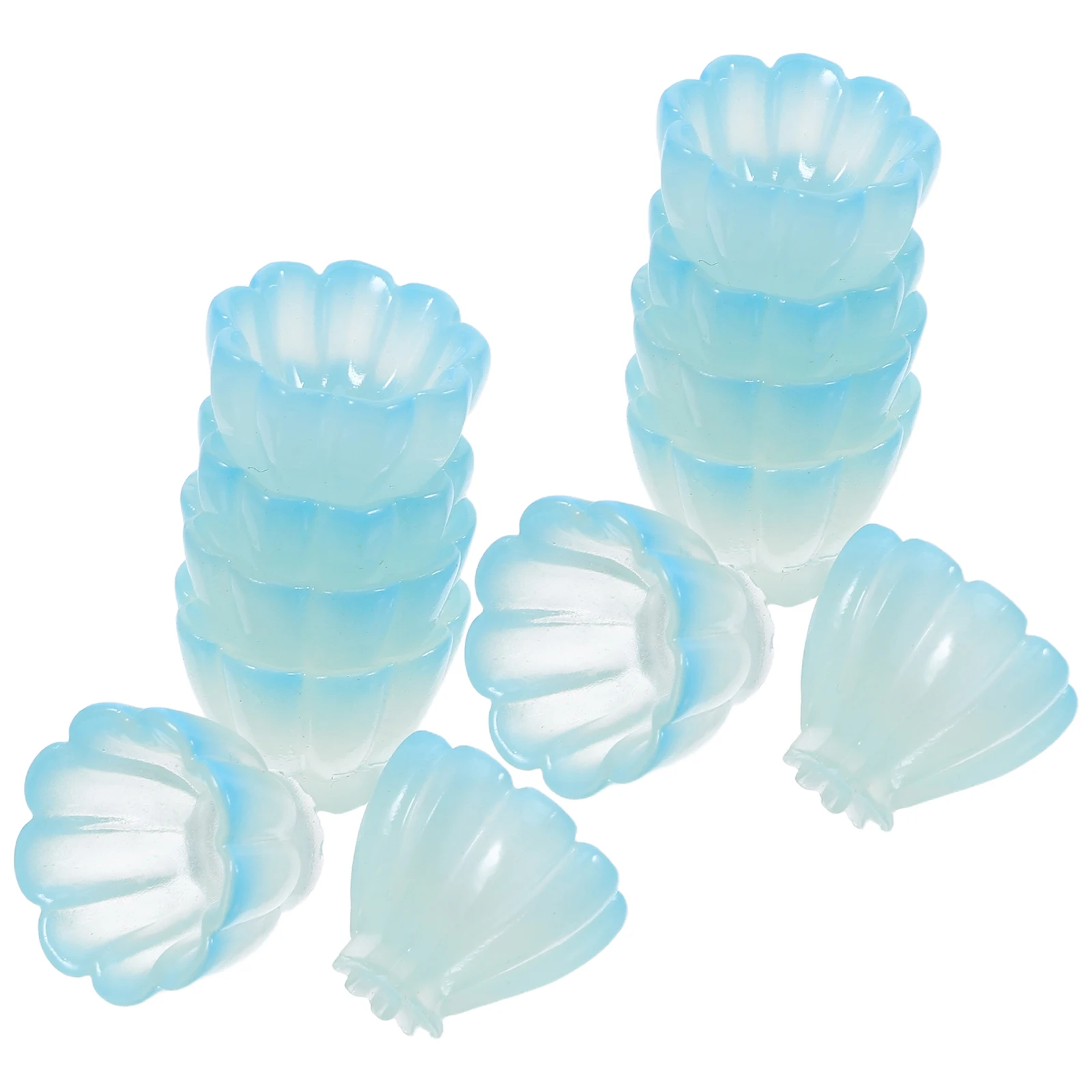 

15Pcs Glow in The Dark Chinese Teacups Resin Miniature High-Footed Bowls for Dollhouse Decorations Tea Party Centerpieces