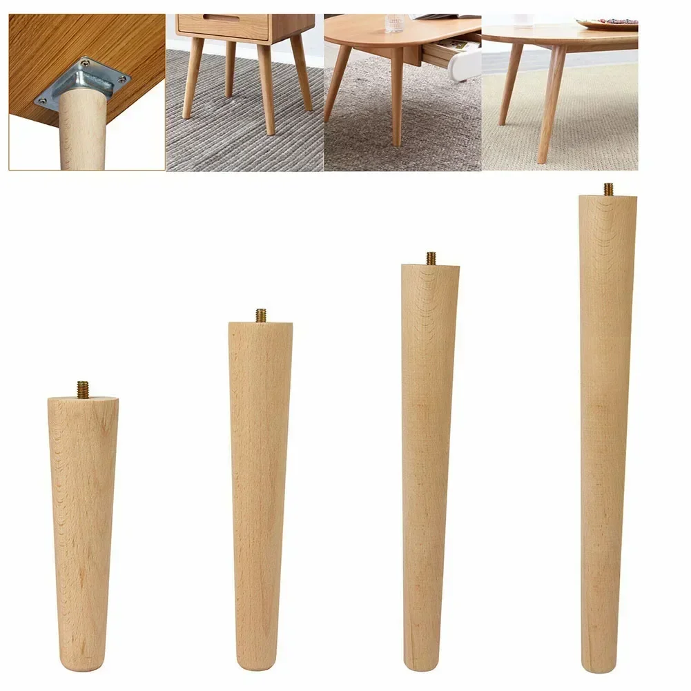 4Pcs Legs For Furniture Solid Wood Sofa Legs Conical Height 8/10/15cm Bed Stool Chair Coffee Table TV Cabinet Feet Replacement